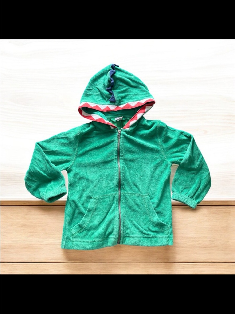 Hanna Andersson Dragon Zip-Up Terry Hoodie | Green Dinosaur Spikes | Size 5